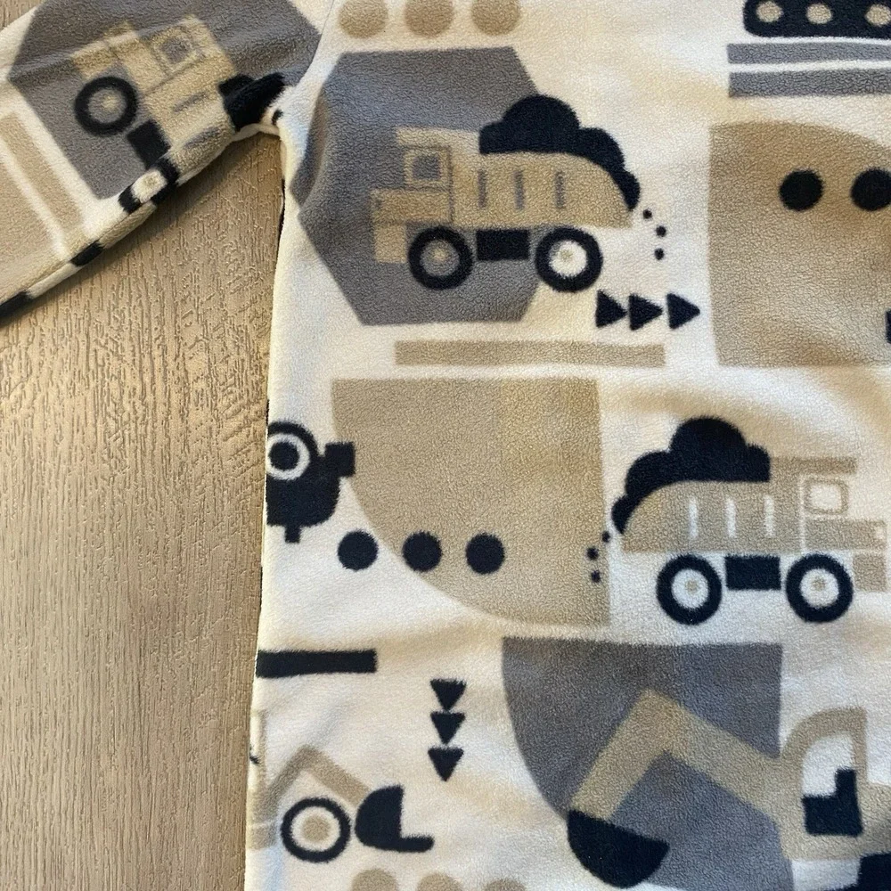 Carter's Boys Fleece Footed Pajamas 9 M Button-Up Construction Themed - Picture 3 of 8